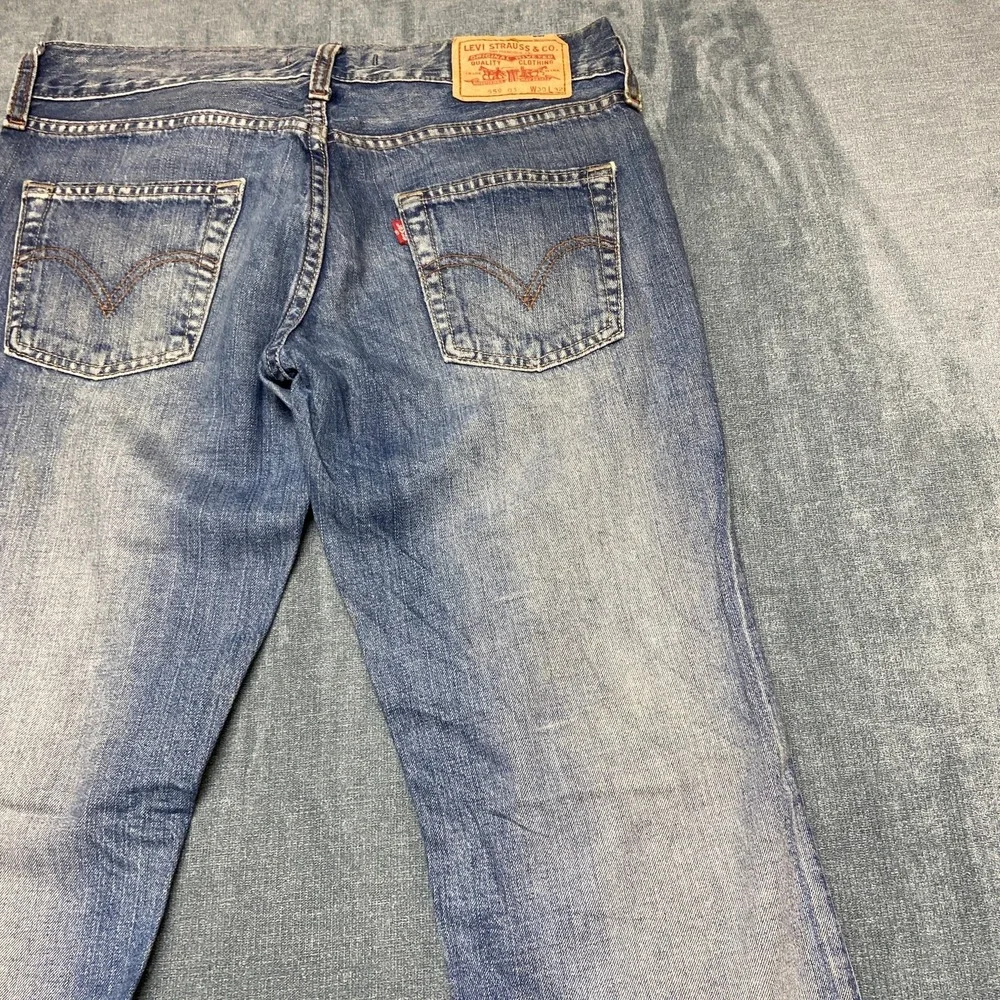 Vintage Levi's 569 Jeans Women 03 30x32 Blue Denim Medium Wash Flare Leg Raw Hem